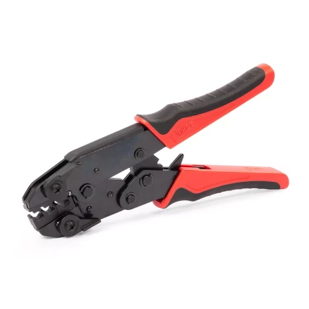 Пресс-клещи КВТ СТО+9 с 9 матрицами МПК для опрессовки разъемов, втулочных, изолированных и неизолированных наконечников (набор) (90778) купить в Ханты-Мансийске