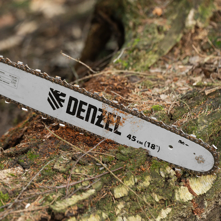 Пила цепная бензиновая Denzel DS-5218, шина 45 см, 52 см3, 3 л.с, шаг 0,325, паз 1,5 мм, 72 звена 95237 купить в Ханты-Мансийске