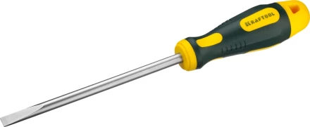 Отвертка KRAFTOOL, Cr-Mo-V сталь, двухкомпонентная противоскользящая рукоятка, SL, 8,0x150мм 250071-8.0-150 купить в Ханты-Мансийске