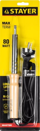 Паяльник STAYER &quot;MASTER&quot; с деревянной рукояткой и долговечным жалом, 80 Вт, клин 55310-80 купить в Ханты-Мансийске