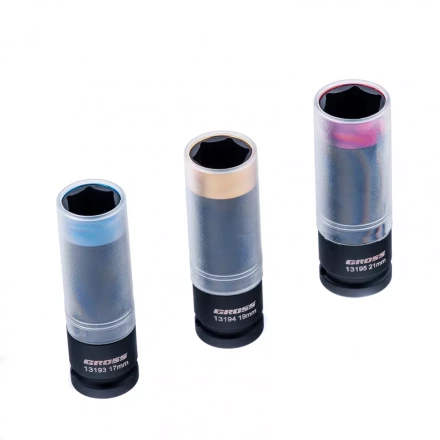 Набор головок ударных шестигранных для колесных дисков 17 19 21 мм 1/2&quot; 3 предмета Gross 13196 купить в Ханты-Мансийске