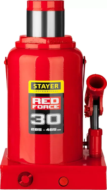 Домкрат гидравлический бутылочный "RED FORCE", 30т, 285-465 мм, STAYER 43160-30 43160-30_z01 купить в Ханты-Мансийске