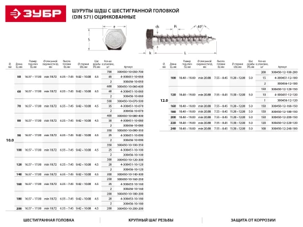 Шурупы ЗУБР &quot;МАСТЕР&quot; с шестигранной головкой, оцинкованные, 6x60мм, 90шт 4-300451-06-060 купить в Ханты-Мансийске