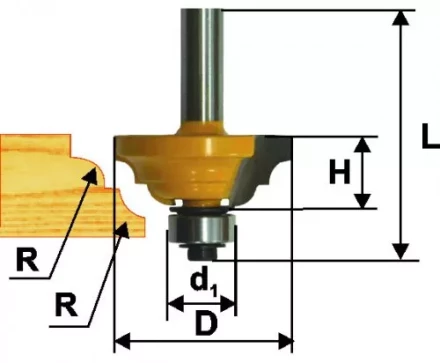 Фреза кром. калевочная ф42,8х19мм R6,35мм хв. 8мм Энкор 46269 купить в Ханты-Мансийске