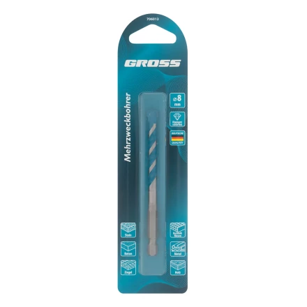 Сверло универсальное Gross, Multipurpose PRO, 6-гр. хвостовик, 8мм, 706013 купить в Ханты-Мансийске