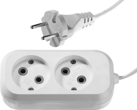 Удлинитель СИБИН электрический, ШВВП сечение 0,75кв мм, 2 гнезда, макс мощн 1300Вт, 2м 55091-2 купить в Ханты-Мансийске