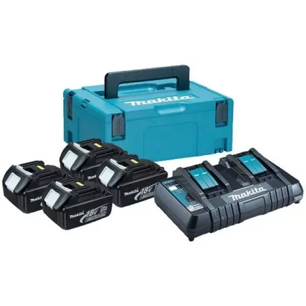Набор 4 аккумулятора Makita BL 1850B 198312-4, 5 Ач и Зарядное устройство DC 18 RD в MakPac купить в Ханты-Мансийске