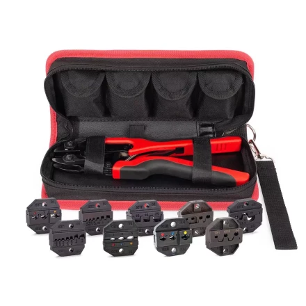 Пресс-клещи КВТ СТВ+9 с 9 матрицами МПК для опрессовки разъемов, втулочных, изолированных и неизолированных наконечников (набор) (89183) купить в Ханты-Мансийске