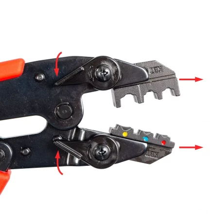 Пресс-клещи КВТ СТВ+9 с 9 матрицами МПК для опрессовки разъемов, втулочных, изолированных и неизолированных наконечников (набор) (89183) купить в Ханты-Мансийске