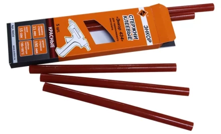 Стержень клеевой 11х190мм ЭНКОР 434 5шт красный 50434 купить в Ханты-Мансийске