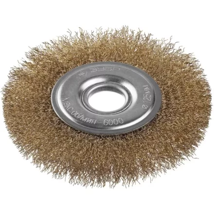 ЗУБР "ПРОФЕССИОНАЛ". Щетка дисковая для УШМ, витая стальная латунированная проволока 0,3мм, 125х22мм 35187-125_z01 купить в Ханты-Мансийске