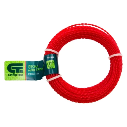 Леска для триммера овальная витая, 2.0 мм х 15 м, Россия Сибртех 961365 купить в Ханты-Мансийске