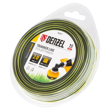 Леска для триммера двухкомпонентная квадратная, 2,0мм х 15м, блистер SkyCutter Denzel 96837 купить в Ханты-Мансийске