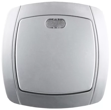 Выключатель СВЕТОЗАР &quot;АКЦЕНТ&quot; одноклавишный в сборе, с подсветкой, цвет серебристый металлик, 10А/~250В SV-54231-SM купить в Ханты-Мансийске