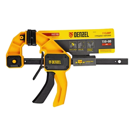 Струбцина F-образная Denzel, быстрозажимная, 150 х 80 мм, усиленный нейлоновый корпус 20505 купить в Ханты-Мансийске