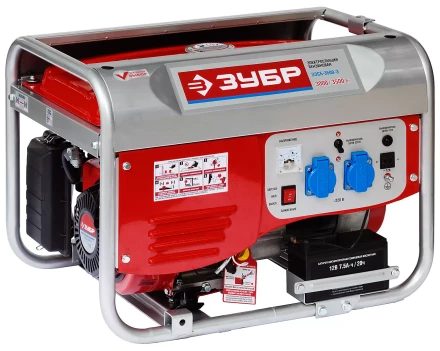 Электростанция ЗУБР бензиновая, 4-х тактная, ручной и электрический пуск, 220/12В, 3500Вт ЗЭСБ-3500-Э купить в Ханты-Мансийске