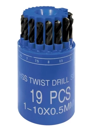 Набор сверл по металлу 1-10 мм (через 0,5 мм) HSS 19 шт в стакане цилиндрический хвостовик SPARTA 723505 купить в Ханты-Мансийске