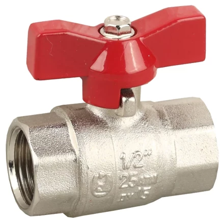 Кран ЗУБР шаровой 1/2&quot; полнопроходной &quot;мама-мама&quot;, бабочка, никелированная латунь 51353-N-1/2 купить в Ханты-Мансийске