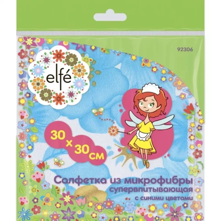 Салфетки из микрофибры с синими цветами 300х300 мм Elfe 92306 купить в Ханты-Мансийске