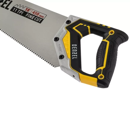 Ножовка по дереву, 450 мм, 9 TPI, зуб 3D, металлопластиковая рукоятка Denzel 24140 купить в Ханты-Мансийске