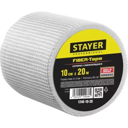 Серпянка самоклеящаяся FIBER-Tape, 10 см х 20м, STAYER Professional 1246-10-20 1246-10-20 купить в Ханты-Мансийске