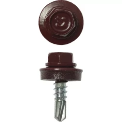 Саморезы ЗУБР "ПРОФЕССИОНАЛ" окраш., RAL 3005 темно-красн., для крепл. кров. матер. к металл. констр., 5.5x19мм, 500шт 4-300315-55-019-3005