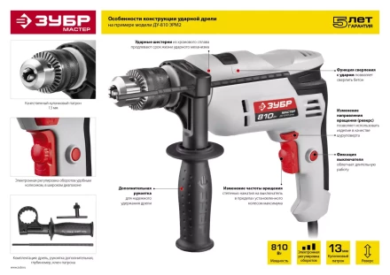 Дрель ударная ДУ-810 ЭРМ2 серия МАСТЕР купить в Ханты-Мансийске