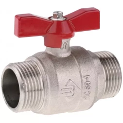 Кран ЗУБР шаровой 1/2" полнопроходной "папа-папа", бабочка, никелированная латунь 51355-N-1/2