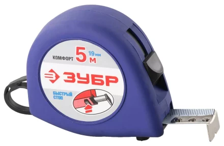 Рулетка ЗУБР "СТАНДАРТ", корпус с резиновым напылением, 5м/19мм 34016-5 купить в Ханты-Мансийске