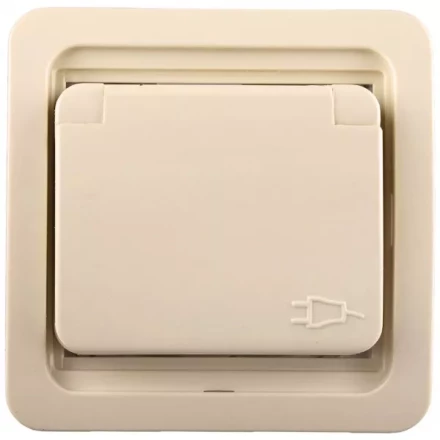 Розетка СВЕТОЗАР "ГАММА" одинарная с крышкой, с заземлением, цвет бежевый,16А/~250В SV-54110-B купить в Ханты-Мансийске