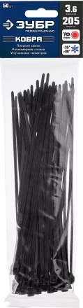 Кабельные стяжки черные КОБРА с плоским замком нейлоновые пакет серия ПРОФЕССИОНАЛ купить в Ханты-Мансийске