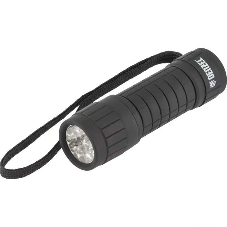 Фонарь светодиодный черный корпус с мягким покрытием 9 Led 3хААА Denzel 92610 купить в Ханты-Мансийске