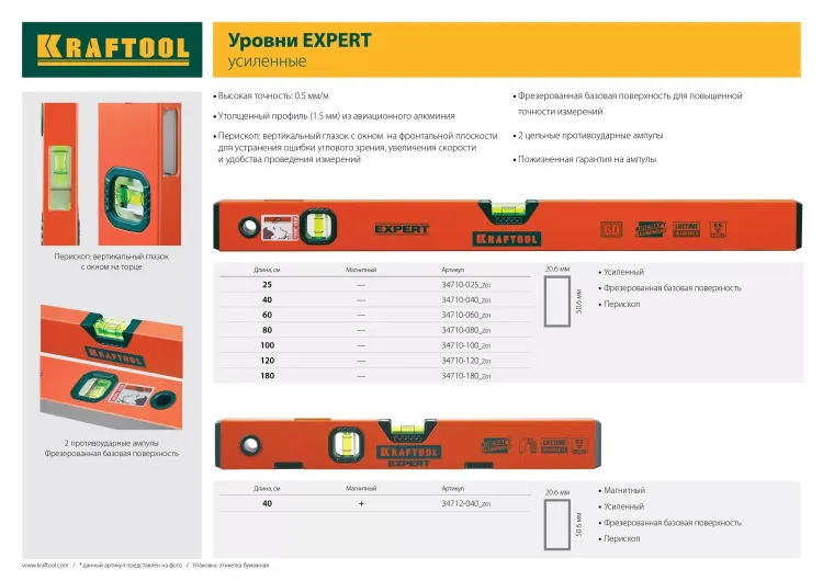 Уровень KRAFTOOL "PROKRAFT-M" коробч. магнит., 2 ампулы, 0,5 мм/м, 400мм 34712-040_z01 купить в Ханты-Мансийске