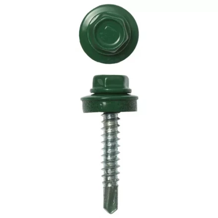 Саморезы ЗУБР &quot;ПРОФЕССИОНАЛ&quot; окраш., RAL 6002 зелен. лист, для крепл. кров. матер. к дерев. обреш., 4.8х29мм, 2500шт 4-300310-48-029-6002 купить в Ханты-Мансийске