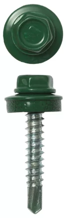 Саморезы ЗУБР &quot;ПРОФЕССИОНАЛ&quot; окраш., RAL 6002 зелен. лист, для крепл. кров. матер. к дерев. обреш., 4.8х29мм, 2500шт 4-300310-48-029-6002 купить в Ханты-Мансийске