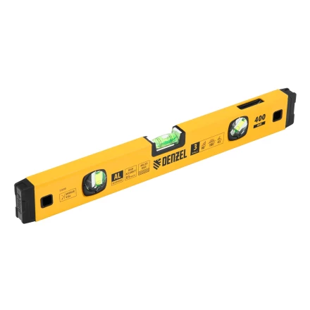 Уровень алюминиевый Denzel 33690, магнит., фрезерованный, 3 глазка (1 зеркал.), 0,5 мм/м, 400 мм купить в Ханты-Мансийске