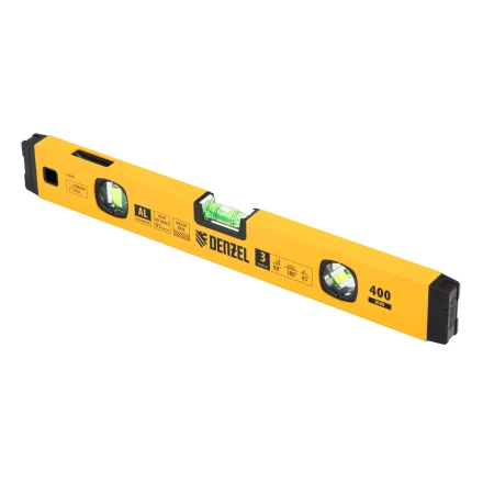 Уровень алюминиевый Denzel 33690, магнит., фрезерованный, 3 глазка (1 зеркал.), 0,5 мм/м, 400 мм купить в Ханты-Мансийске