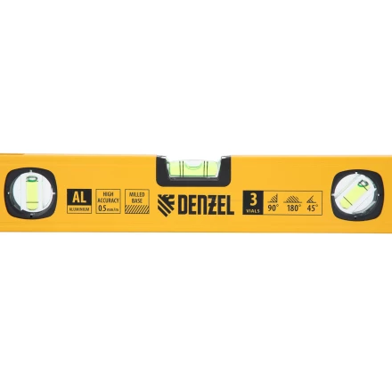 Уровень алюминиевый Denzel 33690, магнит., фрезерованный, 3 глазка (1 зеркал.), 0,5 мм/м, 400 мм купить в Ханты-Мансийске