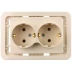 Розетка СВЕТОЗАР &quot;ГАММА&quot; двойная, с заземлением, цвет бежевый, 16А/~250В SV-54107-B купить в Ханты-Мансийске