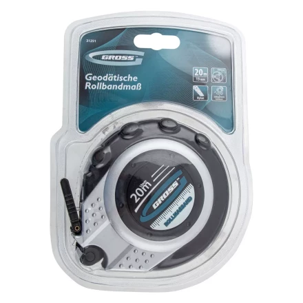 Рулетка геодезическая 20 м х 13 мм GROSS закр. корп. металл. лента нейлон двуст. Шкала 31251 купить в Ханты-Мансийске