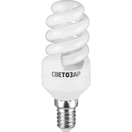 Энергосберегающая лампа СВЕТОЗАР &quot;КОМПАКТ&quot; спираль,цоколь E14(миньон),Т2,теплый белый свет(2700 К), 10000час, 9Вт(45) 44351-09_z01 купить в Ханты-Мансийске