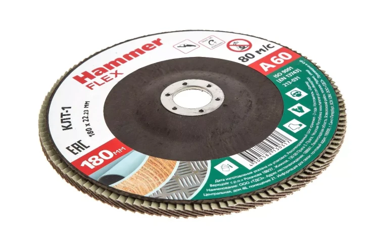 Круг Лепестковый Торцевой (КЛТ) HAMMER КЛТ 1 Ф180х22 Р60 213-031 купить в Ханты-Мансийске