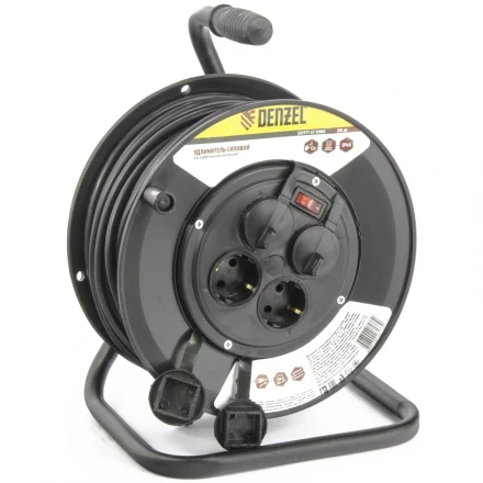 Удлинитель силовой на кабельной катушке 50м 4 розетки с крышкой IP44 16А серия УХз16 DENZEL 95908 купить в Ханты-Мансийске
