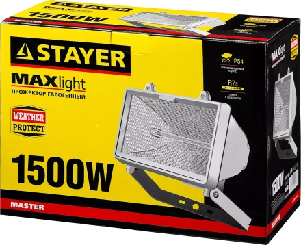 Прожектор STAYER "MASTER" MAXLight галогенный, с дугой крепления под установку, белый, 1500Вт 57107-W купить в Ханты-Мансийске