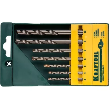 Набор KRAFTOOL &quot;EXPERT&quot; Сверла универсальные (бетон,мрамор,сталь,стекло,керамика,дерево), цилиндр. хвост., в боксе, 7шт 29172-H7 купить в Ханты-Мансийске