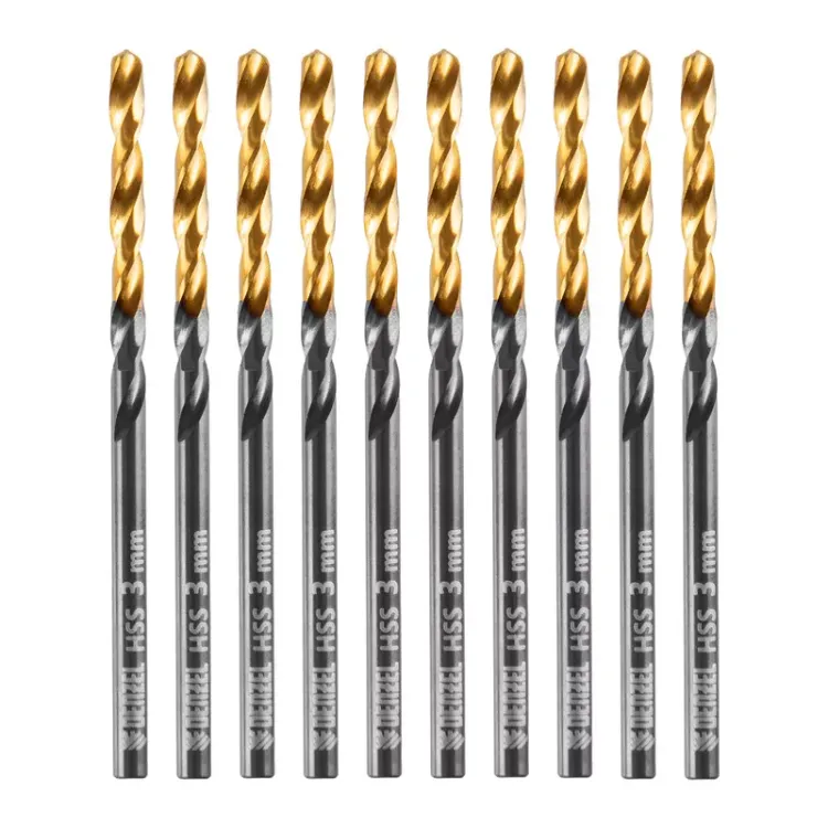 Сверло по металлу, 3 мм, HSS-Tin, Golden Tip, 10 шт. Denzel 717205 купить в Ханты-Мансийске