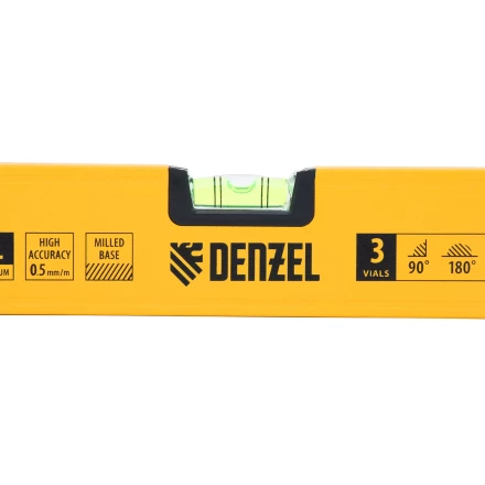 Уровень алюминиевый Denzel 33692, магнит, фрезерованный, 3 глазка (1 зеркал.), 0,5 мм/м, 800 мм купить в Ханты-Мансийске