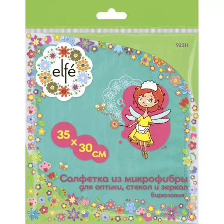 Салфетка из микрофибры для оптики стекол и зеркал бирюзовая 350х300 мм Elfe 92311 купить в Ханты-Мансийске