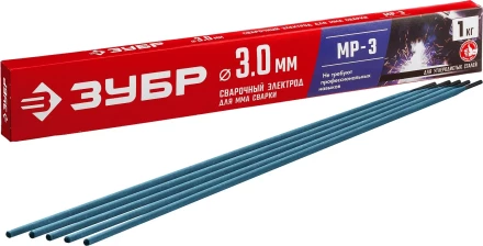 ЗУБР Д 3.0 х 350 мм, 1 кг в коробке, МР-3 рутиловый, электрод сварочный (40011-3.0) купить в Ханты-Мансийске