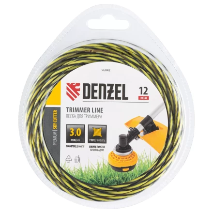 Леска для триммера двухкомпонентная витая квадратная, 3,0мм х 12м, блистер SkyCutter Denzel 96842 купить в Ханты-Мансийске